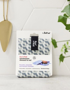 Rolleat, Roll'eat black tiles snack bag-Grey, Boc'nRoll Lunch Wrap Kacheln To-Go Sandwich Tasche