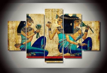 Canvas, Large Framed Ancient Egypt Art Canvas Print Wall Art Home 5 Piece, 