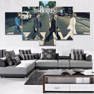 Canvas, Large Framed The Beatles Crossing Road Canvas Print Wall Art Home 5 Piece, 