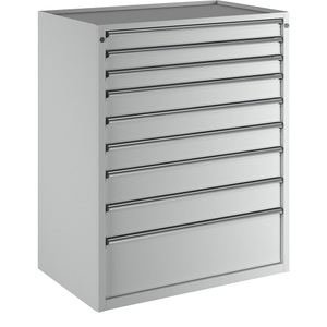 ANKE, ANKE Schubladenschrank, BxT 1060 x 675 mm, Schubladentraglast 200 kg, 9 Schubladen, Höhe 1280 mm, Front lichtgrau, ANKE Schubladenschrank, BxT 1060 x 675 mm, Schubladentraglast 200 kg, 9 Schubladen, Höhe 1280 mm, Front lichtgrau