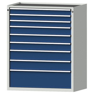 ANKE, ANKE Schubladenschrank, BxT 1060 x 675 mm, Schubladentraglast 200 kg, 9 Schubladen, Höhe 1280 mm, Front enzianblau, ANKE Schubladenschrank, BxT 1060 x 675 mm, Schubladentraglast 200 kg, 9 Schubladen, Höhe 1280 mm, Front enzianblau