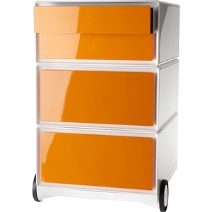 Paperflow, Paperflow Rollcontainer easyBox® 2 Schubladen, 2 Schübe flach weiß / orange, Paperflow Rollcontainer easyBox®, 2 Schubladen, 2 Schübe flach, weiß / orange