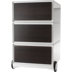 Paperflow, Paperflow Rollcontainer easyBox® 3 Schubladen weiß / Wenge, Paperflow Rollcontainer easyBox®, 3 Schubladen, weiß / Wenge
