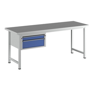 ANKE, ANKE Werkbank, stabil 2 Schubladen, Breite 2000 mm Universalplatte, ANKE Werkbank, Gestellbauweise Serie V, 2 Schubladen, Breite 2000 mm, Universalplatte