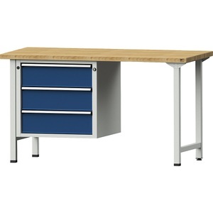 ANKE, ANKE Werkbank, stabil 3 Schubladen, Breite 1500 mm Buche massiv, ANKE Werkbank, Gestellbauweise Serie V, 3 Schubladen, Breite 1500 mm, Buche massiv