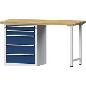 ANKE, ANKE Werkbank, stabil 5 Schubladen, Breite 1500 mm Buche massiv, ANKE Werkbank, Gestellbauweise Serie V, 5 Schubladen, Breite 1500 mm, Buche massiv