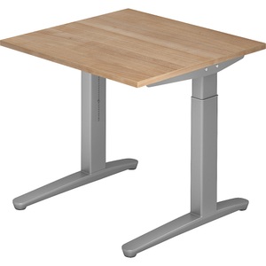 Jungheinrich PROFISHOP, Schreibtisch, C-Fuss höhenverstellbar, BxT 800 x 800 mm, Nussbaum, Schreibtisch, C-Fuss höhenverstellbar, BxT 800 x 800 mm, Nussbaum