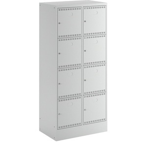 Lista, Akku-Ladeschrank mit Schließfächern, LISTA Akku-Ladeschrank mit Schließfächern, mit 2 x 4 Fächern, 1 x 230 V, 1 x RJ45, grau