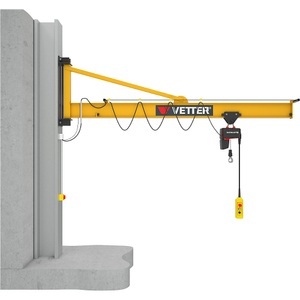 Vetter, Wandschwenkkran PRAKTIKUS PW, Vetter Wandschwenkkran PRAKTIKUS PW, mit Elektrokettenzug HF, Tragfähigkeit 1000 kg, Ausladung 5 m, Haupt-und Feinhub 4/1 m/min