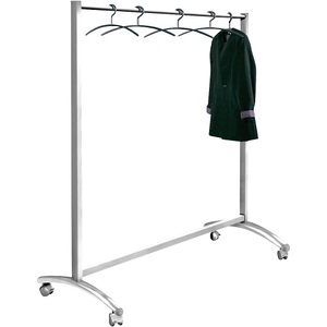 undefined, Reihengarderobenständer, mobil Höhe 1710 mm, Breite 1780 mm Bügelrohr-Ø 30 mm, Kleiderständer Event, alusilber