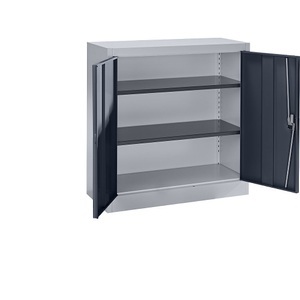 mauser, mauser Stahlschrank mit Flügeltüren 2 Fachböden, Höhe 1016 mm weißaluminium / anthrazitgrau, mauser Stahlschrank mit Flügeltüren, 2 Fachböden, Höhe 1016 mm, weißaluminium / anthrazitgrau