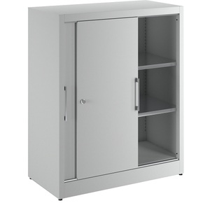EUROKRAFT, EUROKRAFT Schiebetürschrank mit 2 Fachböden, HxB 1200 x 1000 mm Tiefe 500 mm, Türen lichtgrau RAL 7035, eurokraft pro Schiebetürschrank Höhe 1200 mm, mit 2 Fachböden, HxB 1200 x 1000 mm, Tiefe 500 mm, Türen lichtgrau RAL 7035