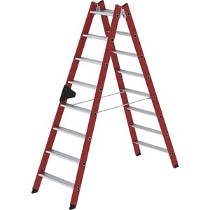Guenzburger, Guenzburger Kunststoffleiter mit geriffelten Aluminium-Stufen 2 x 8 Stufen, MUNK Kunststoffleiter, mit geriffelten Aluminium-Stufen, 2 x 8 Stufen
