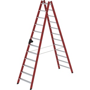 Guenzburger, Guenzburger Kunststoffleiter mit geriffelten Aluminium-Stufen 2 x 12 Stufen, MUNK Kunststoffleiter, mit geriffelten Aluminium-Stufen, 2 x 12 Stufen