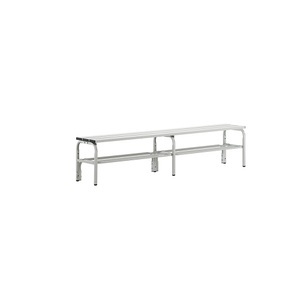 Sypro Wolf, Umkleidebank aus Stahl, Sypro Umkleidebank mit Aluminiumleisten, HxT 450 x 350 mm, Länge 1500 mm, lichtgrau, Schuhrost