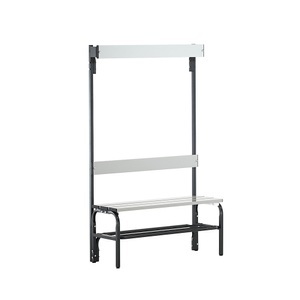 Sypro Wolf, Umkleidebank aus Edelstahl, Sypro Umkleidebank aus Edelstahl, HxT 1650 x 375 mm, Länge 1015 mm, 3 Haken, anthrazit, Schuhrost