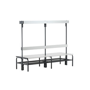 Sypro Wolf, Umkleidebank aus Edelstahl, Sypro Umkleidebank aus Edelstahl, HxT 1650 x 725 mm, Länge 2000 mm, 12 Haken, anthrazit, Schuhrost