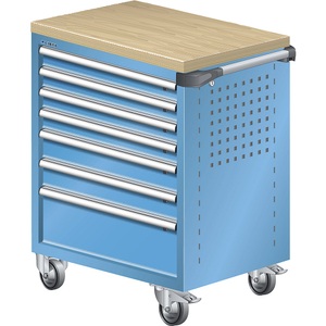Lista, Lista Werkstattwagen mit Multiplex-Holzabdeckung 40 mm 7 Schubladen, blau, LISTA Werkstattwagen, mit Multiplex-Holzabdeckung 40 mm, 7 Schubladen, blau