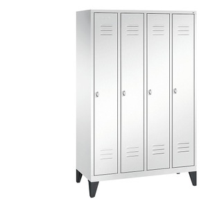 CP, CP CLASSIC Garderobenschrank mit Füßen 4 Abteile, Abteilbreite 300 mm verkehrsweiß, 