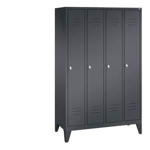 CP, CP CLASSIC Garderobenschrank mit Füßen 4 Abteile, Abteilbreite 300 mm schwarzgrau, 