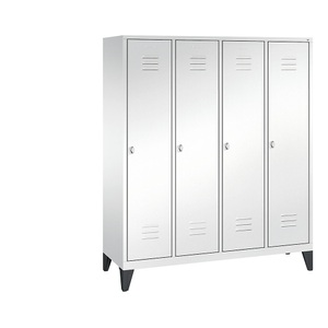 CP, CP CLASSIC Garderobenschrank mit Füßen 4 Abteile, Abteilbreite 400 mm verkehrsweiß, 