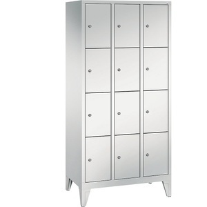 CP, CP CLASSIC Fächerschrank mit Füßen 3 Abteile, je 4 Fächer, Abteilbreite 300 mm lichtgrau, 
