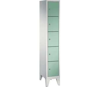 CP, CP CLASSIC Fächerschrank mit Füßen 1 Abteil, 5 Fächer, Abteilbreite 300 mm lichtgrau / lichtgrün, 