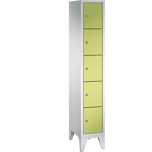 CP, CP CLASSIC Fächerschrank mit Füßen 1 Abteil, 5 Fächer, Abteilbreite 300 mm lichtgrau / viridingrün, 