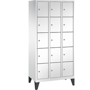 CP, CP CLASSIC Fächerschrank mit Füßen 3 Abteile, je 5 Fächer, Abteilbreite 300 mm verkehrsweiß, 