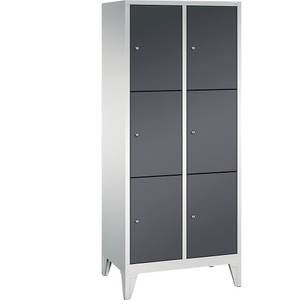 CP, CP CLASSIC Fächerschrank mit Füßen 2 Abteile, je 3 Fächer, Abteilbreite 400 mm lichtgrau / schwarzgrau, 