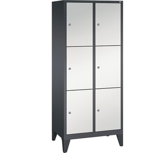 CP, CP CLASSIC Fächerschrank mit Füßen 2 Abteile, je 3 Fächer, Abteilbreite 400 mm schwarzgrau / lichtgrau, 