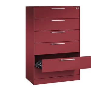 CP, CP Karteischrank ASISTO Höhe 1292 mm, mit 6 Schüben, DIN A5 quer rubinrot/rubinrot, C+P Karteischrank ASISTO, Höhe 1292 mm, mit 6 Schüben, DIN A5 quer, rubinrot/rubinrot