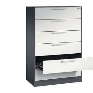 CP, CP Karteischrank ASISTO Höhe 1292 mm, mit 6 Schüben, DIN A5 quer schwarzgrau/lichtgrau, C+P Karteischrank ASISTO, Höhe 1292 mm, mit 6 Schüben, DIN A5 quer, schwarzgrau/lichtgrau