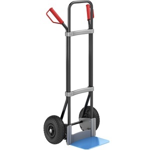 EUROKRAFT, EUROKRAFT Stahl-Sackkarre, schwarz Schaufel-BxT 280 x 250 mm, blau Luftbereifung, 
