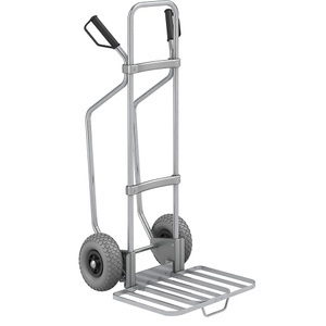 EUROKRAFT, EUROKRAFT Sackkarre GO mit Kufen, verzinkt Paketschaufel-BxT 430 x 450 mm, verzinkt, mit Griff PU-Bereifung, eurokraft pro Sackkarre mit Kufen, verzinkt, Paketschaufel-BxT 430 x 450 mm, verzinkt, mit Griff, PU-Bereifung, ab 5 Stk