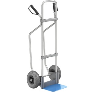 EUROKRAFT, EUROKRAFT Aluminium-Sackkarre GO mit Kufen Schaufel-BxT 280 x 250 mm, blau PU-Bereifung, ab 5 Stk, 