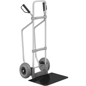 EUROKRAFT, EUROKRAFT Aluminium-Sackkarre GO mit Kufen Schaufel-BxT 450 x 500 mm, schwarz PU-Bereifung, ab 2 Stk, eurokraft pro Aluminium-Sackkarre mit Kufen, Schaufel-BxT 450 x 500 mm, schwarz, PU-Bereifung, ab 5 Stk