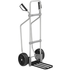 EUROKRAFT, EUROKRAFT Aluminium-Sackkarre GO mit Kufen Paketschaufel-BxT 430 x 250 mm, schwarz Vollgummibereifung, eurokraft pro Aluminium-Sackkarre mit Kufen, Paketschaufel-BxT 430 x 250 mm, schwarz, Vollgummibereifung, ab 5 Stk