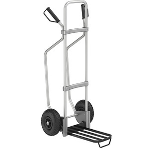EUROKRAFT, EUROKRAFT Aluminium-Sackkarre GO mit Kufen Paketschaufel-BxT 430 x 250 mm, schwarz, mit Griff Luftbereifung, eurokraft pro Aluminium-Sackkarre mit Kufen, Paketschaufel-BxT 430 x 250 mm, schwarz, mit Griff, Luftbereifung, ab 5 Stk