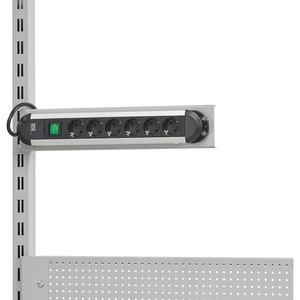 undefined, Steckdosenleiste, Steckdosenleiste, zur Befestigung an Aufsatzholmen, 6fach-Stecker, mit An-/Aus-Schalter