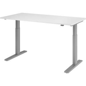 undefined, UPLINER-K - Schreibtisch, elektrisch höhenverstellbar 700 - 1200 mm, BxT 1600 x 800 mm Platte weiß, Hammerbacher Sitz-Stehschreibtisch VXMKA16/W/S Weiß 1600 x 800 mm