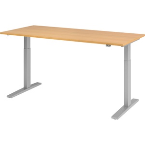 undefined, UPLINER-K - Schreibtisch, elektrisch höhenverstellbar 700 - 1200 mm, BxT 1800 x 800 mm Platte Buche-Dekor, Hammerbacher Steh-Sitz-Schreibtisch VXMKA19/6/S Buche 1800 mm x 800 mm