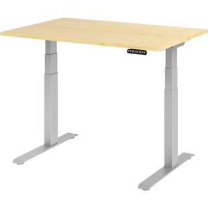 undefined, UPLINER-K - Schreibtisch, elektrisch höhenverstellbar 640 - 1290 mm, BxT 1200 x 800 mm Platte Ahorn-Dekor, Hammerbacher Sitz-Stehschreibtisch VXDKB12/3/S Ahorn 1200 x 800 mm