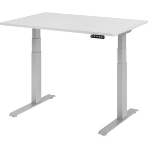 undefined, UPLINER-K - Schreibtisch, elektrisch höhenverstellbar 640 - 1290 mm, BxT 1200 x 800 mm Platte lichtgrau, Hammerbacher Sitz-Stehschreibtisch VXDKB12/5/S Grau 1200 x 800 mm