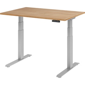 undefined, UPLINER-K - Schreibtisch, elektrisch höhenverstellbar 640 - 1290 mm, BxT 1200 x 800 mm Platte Nussbaum-Dekor, Hammerbacher Steh-Sitz-Schreibtisch VXDKB12/N/S Walnuss 1200 x 800 mm