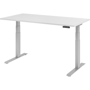 undefined, UPLINER-K - Schreibtisch, elektrisch höhenverstellbar 640 - 1290 mm, BxT 1600 x 800 mm Platte lichtgrau, Hammerbacher Sitz-Stehschreibtisch VXDKB16/5/S Grau 1600 x 800 mm
