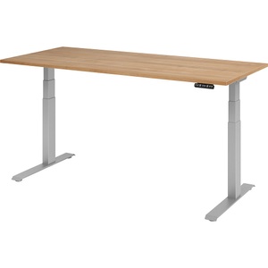 undefined, UPLINER-K - Schreibtisch, elektrisch höhenverstellbar 640 - 1290 mm, BxT 1800 x 800 mm Platte Nussbaum-Dekor, Hammerbacher Steh-Sitz-Schreibtisch VXDKB19/N/S Walnuss 1800 mm x 800 mm