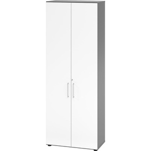 Hammerbacher, Hammerbacher Schrank V968T6/G/W/BS Grau 80 x 42 x 215,4 cm, Schränke Breno, 6 OH, abschliessbar, 28 kg je Boden, B 800 x T 420 x H 2156 mm, graphit/weiss