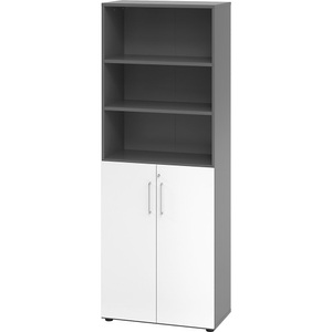 LIVIQUE, Aktenschrank Office, Hammerbacher Schrank V968T3/G/W/BS Grau 80 x 42 x 215,4 cm