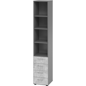 LIVIQUE, Regal Office, Hammerbacher Schrank V964S4/G/M/BS Grau 40 x 42 x 215,4 cm